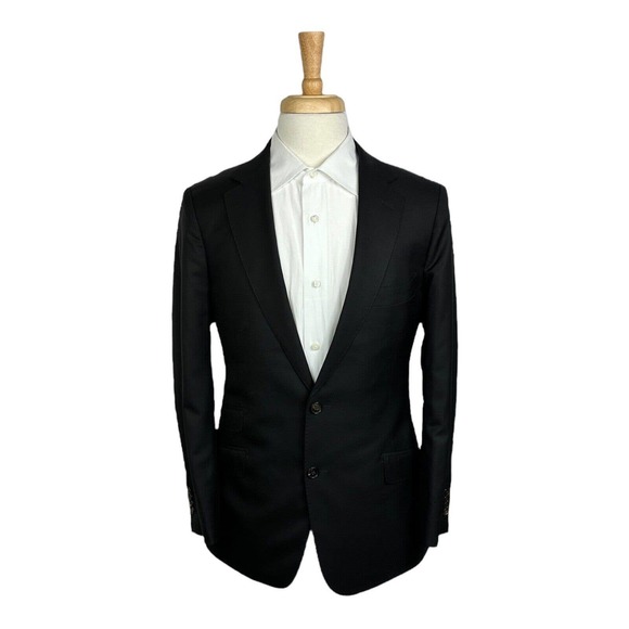 Suit Supply Black Vitale Barberis Wool Mens Suit Size 42L Pant 32x31 Excellent